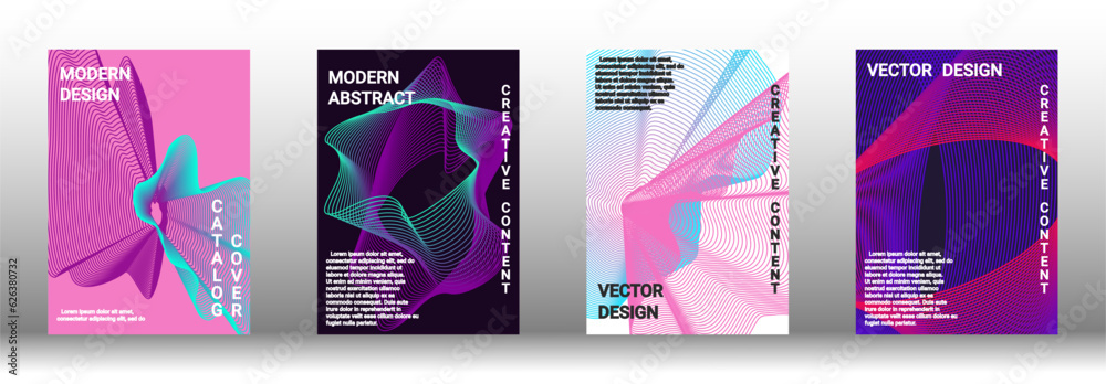 A set of modern abstract covers with abstract gradient linear waves.