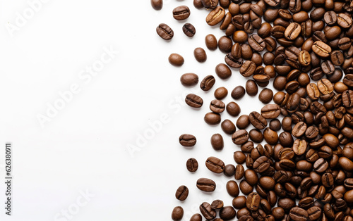 Coffee beans top view on a white background space for text © MUS_GRAPHIC
