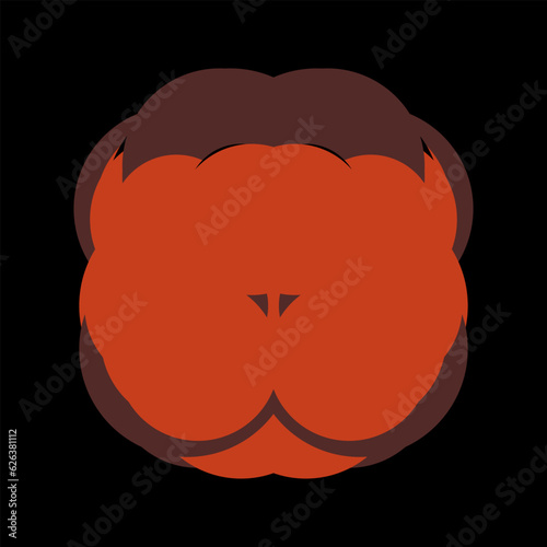 A simple logo with an orange-brown gorilla head on a black background. The entire logo is made of circles only.