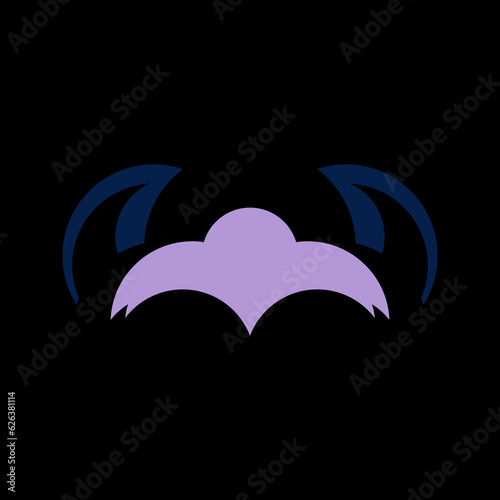 A simple logo featuring a flying purple demon. The entire logo is made of circles only.