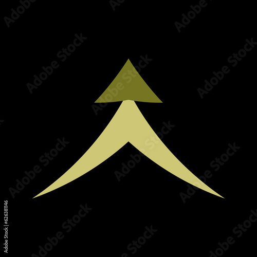 A simple logo with an arrow or a coniferous tree. The entire logo is made of circles only.