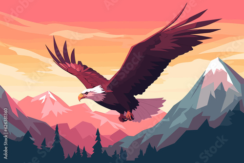 Bald Eagle flat design not too complex and modern