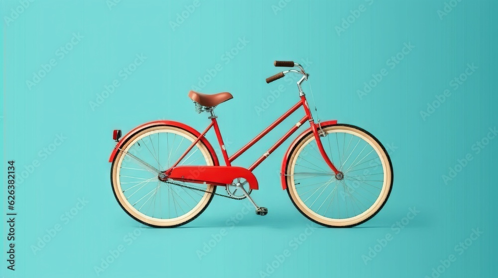 a red bicycle with a red seat on a blue background. generative ai a red bicycle with a red seat on a blue background. generative ai