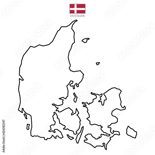 Denmark map on white background. Isolated contour map high detailed. Vector illustration