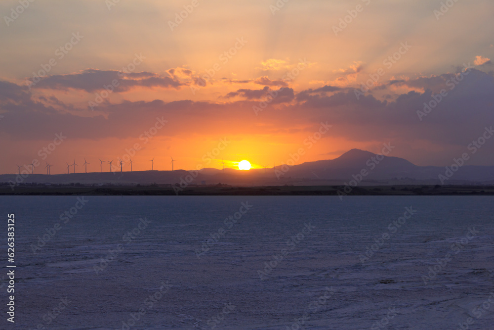 Sunset Over the Salt Lake in Larnaka