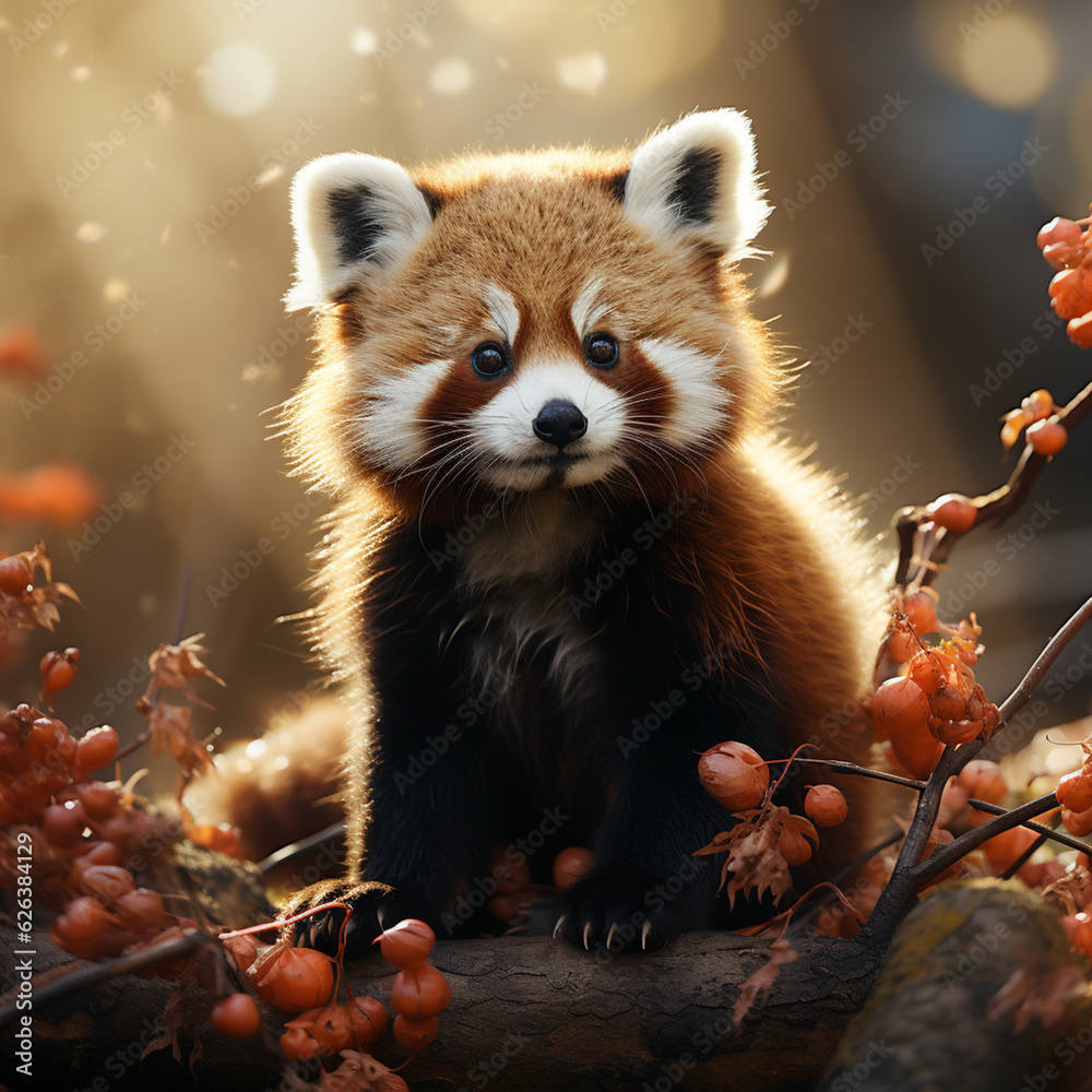Obraz premium Red panda in the forest.