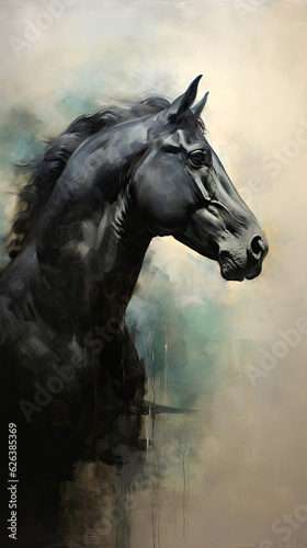 black horse canvas art hand painting