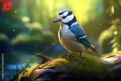 blue and white bird images in forest photography