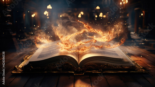 The magical book holds the energy of a fantasy world, unlocking the wonders of imagination. Generative AI 