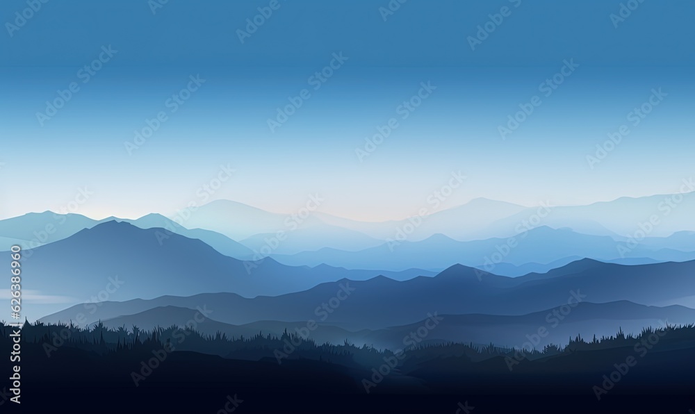 Fototapeta premium a mountain range with a blue sky and clouds in the background. generative ai