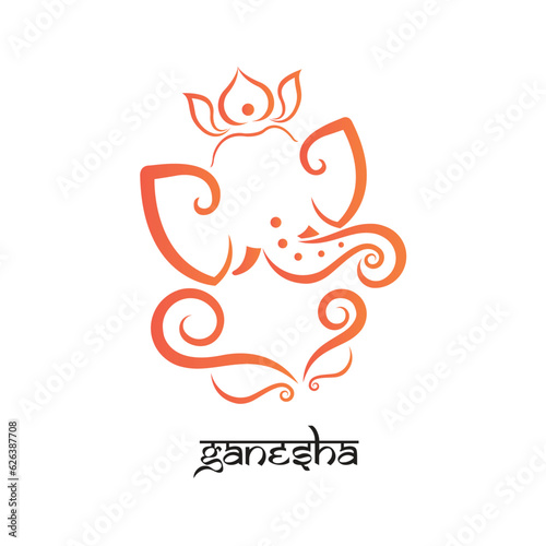 Ganesha, Lord Ganesha, Ganesh, Geometric logo illustration of the Lord Ganesha, Hindu god Ganesha, Hinduism, Ganesh Chaturthi,  Vinayak Chaturthi, Ganesh Festival.