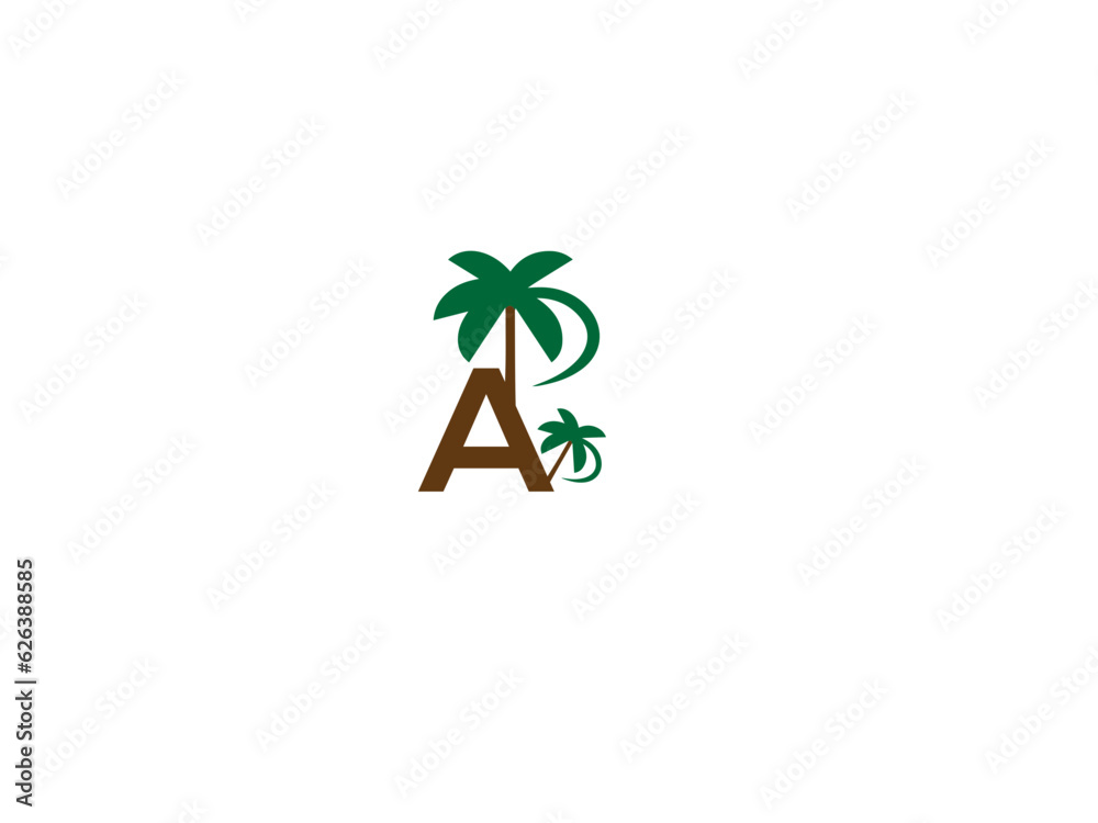 Beautiful Tree Stock Illustrations ,Letter coconut tree icon design vector. Beautiful Tree Stock Illustrations ,Letter coconut tree icon design vector.