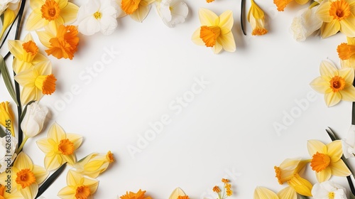  a bunch of flowers that are on a white surface with a white background.  generative ai