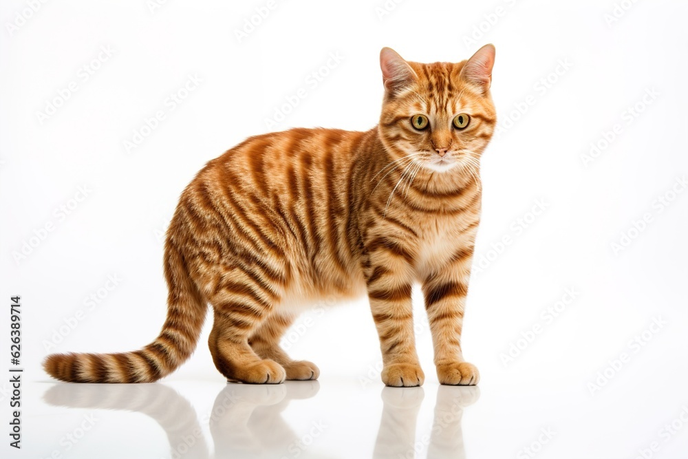 red cat with stripes on white background. red cat with stripes on white background.