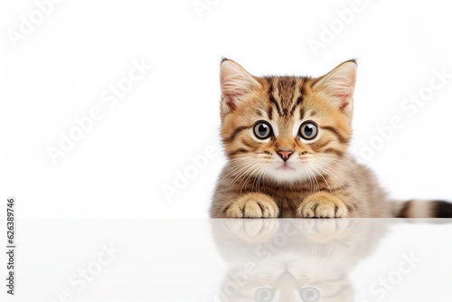 red cat with stripes on white background.