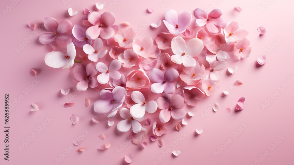  a bunch of pink and white flowers on a pink background.  generative ai