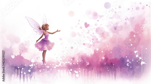  a little girl dressed as a fairy flying through the air. generative ai