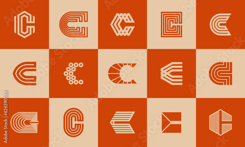 Luxury line abstract monogram letter C logo icon