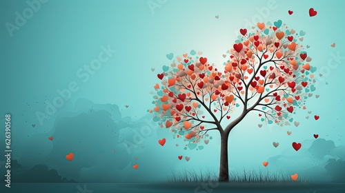  a tree with many hearts in the shape of a heart.  generative ai © Shanti