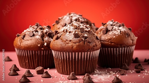  a group of chocolate muffins sitting on top of a table. generative ai