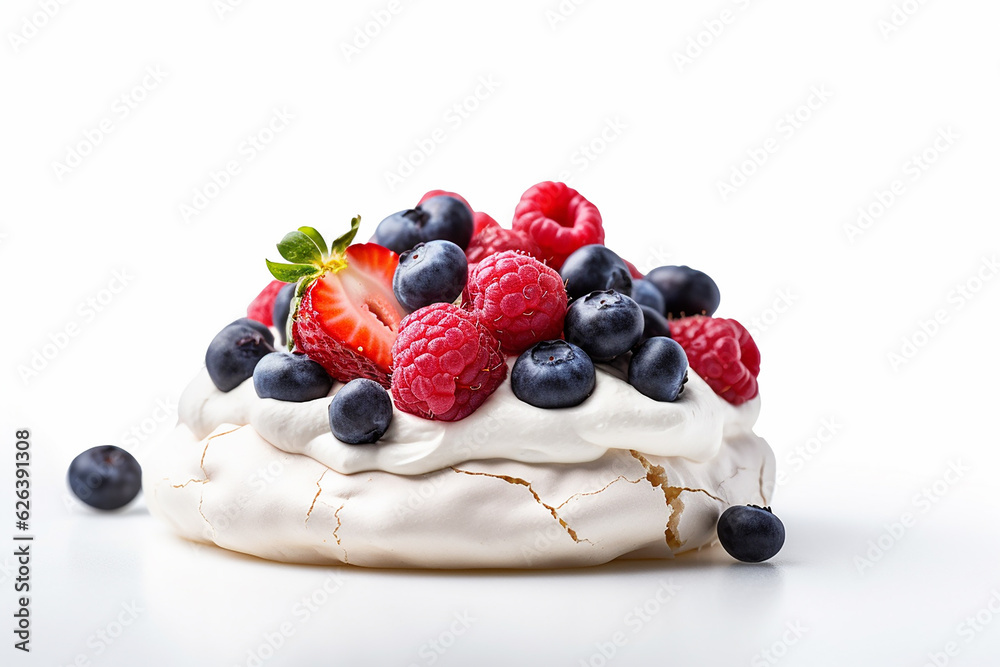 Delicious Pavlova - Famous in Australia/New Zealand on a Pure White Background - Created with Generative AI Tools Delicious Pavlova - Famous in Australia/New Zealand on a Pure White Background - Created with Generative AI Tools