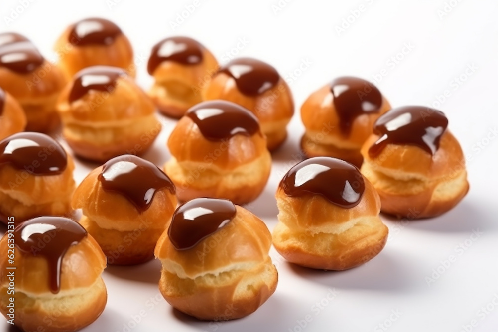 Delectable Profiteroles - Famous in France on a Pure White Background - Created with Generative AI Tools Delectable Profiteroles - Famous in France on a Pure White Background - Created with Generative AI Tools