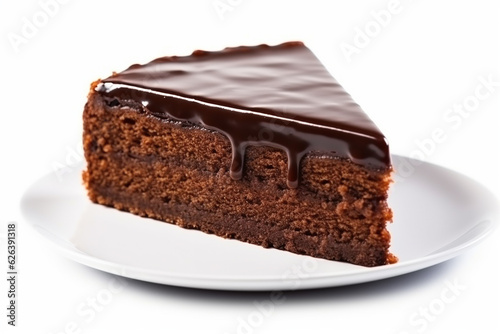 Delicious Sacher Torte - Famous in Austria on a Pure White Background - Created with Generative AI Tools