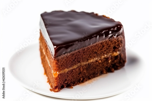 Delicious Sacher Torte - Famous in Austria on a Pure White Background - Created with Generative AI Tools