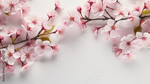  a branch of a cherry tree with pink flowers on it. generative ai