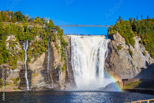 The magnificent rainbow plays in falls