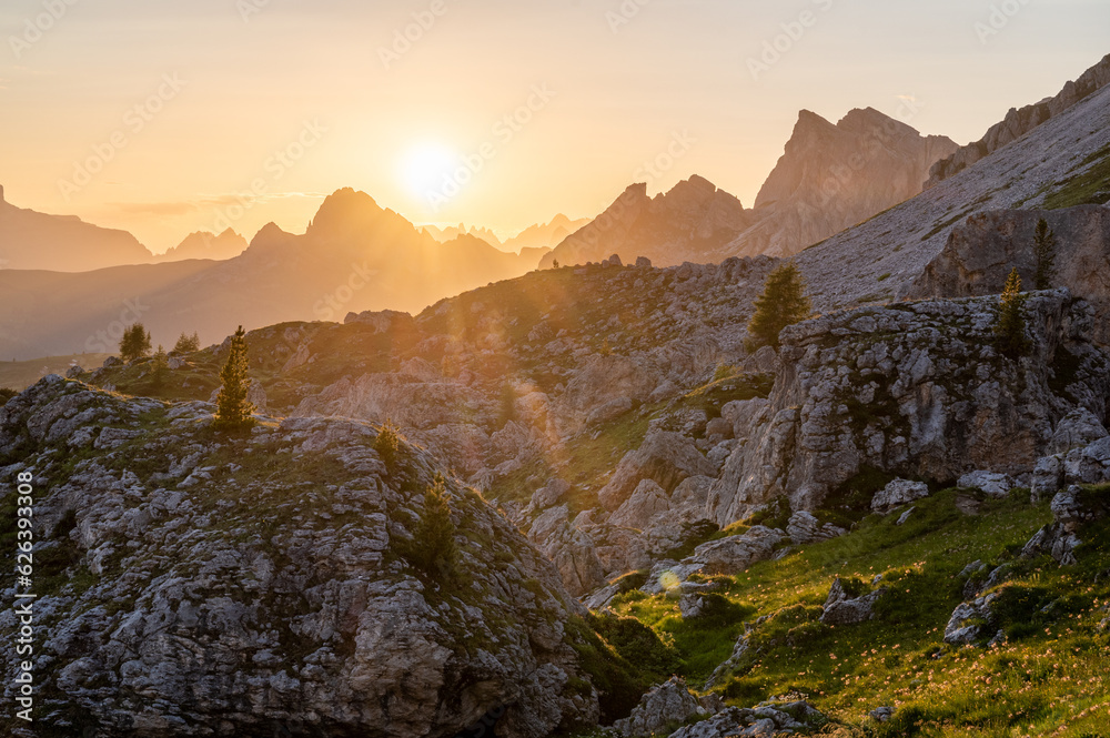 Passo Giau and summer sunset, Dolomites, Alps, Italy