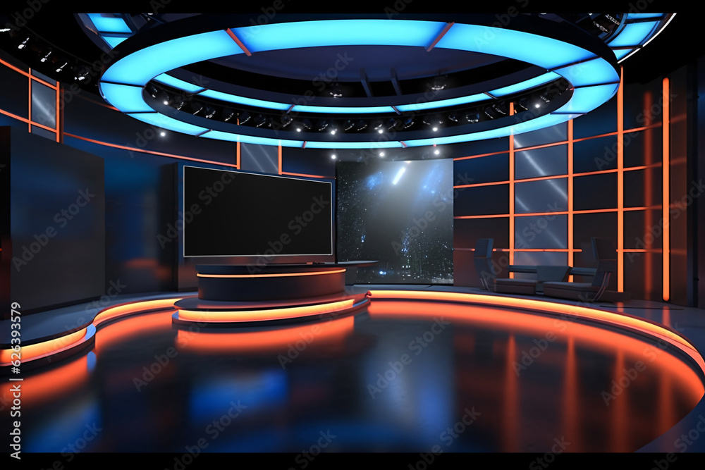 Tv Studio. Backdrop for TV shows .TV on wall. News studio. The perfect ...