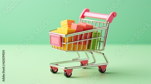  a small shopping cart filled with lots of colorful blocks of paper. generative ai