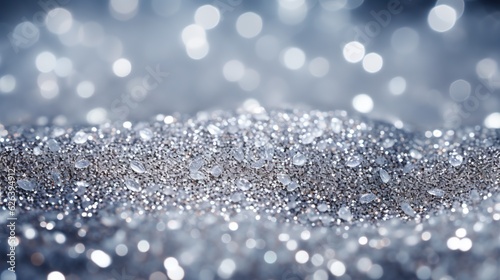  a close up of a silver glitter background with lots of sparkle. generative ai