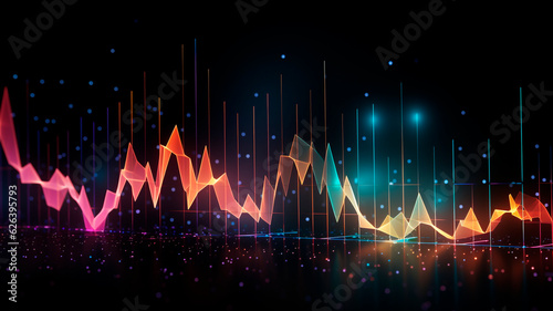 Illuminated graphs illustrating fluctuations. Concept of financial and stock markets. Depiction of market trends. photo