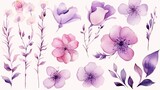  a bunch of flowers that are on a white background with purple and pink flowers.  generative ai