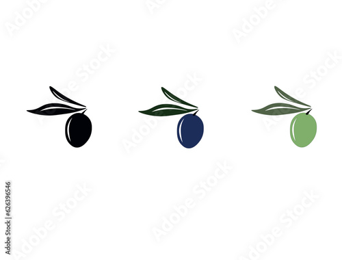 Olive tree branch. Olive Branch with Berries Black Icon. Olive branch black and white realistic vector outline.  Olive oil label or logo for farm store or market. Olive branch with leaves and olives. 