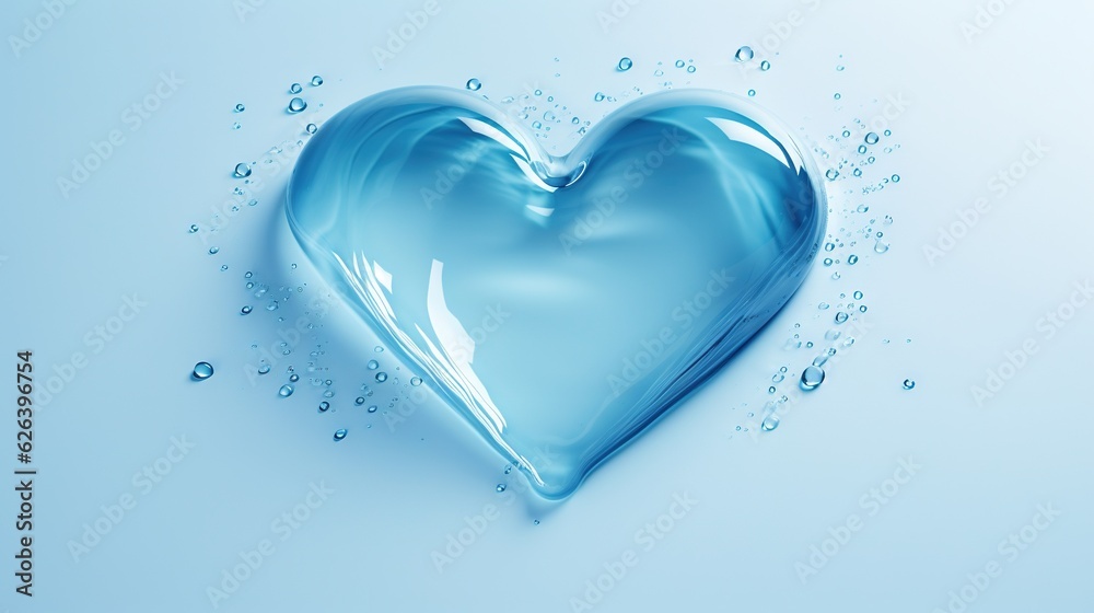 a blue heart shaped object with water droplets on it's surface. generative ai a blue heart shaped object with water droplets on it's surface. generative ai