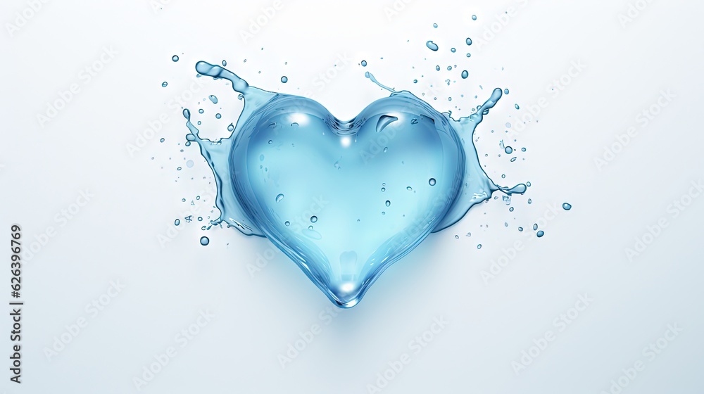a blue heart shaped object with water splashing on it. generative ai a blue heart shaped object with water splashing on it. generative ai