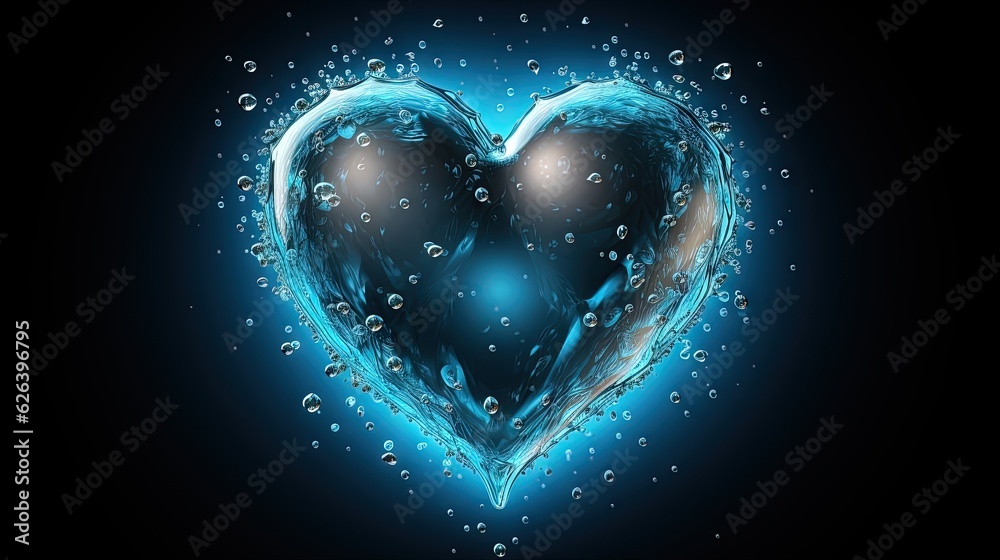 a heart made out of water bubbles on a black background. generative ai a heart made out of water bubbles on a black background. generative ai