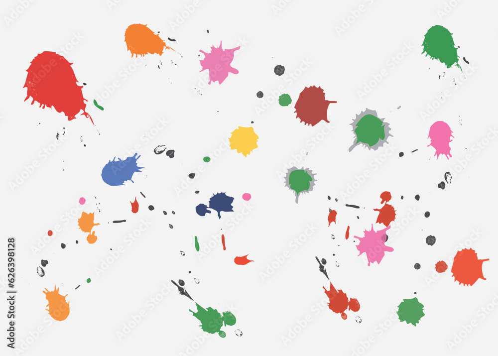 Abstract watercolor on white and black background. The color splashes on the paper. It is hand-drawn. Abstract watercolor on white and black background. The color splashes on the paper. It is hand-drawn.