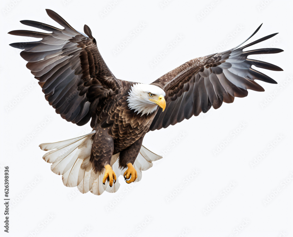 Obraz premium American eagle flying on white background