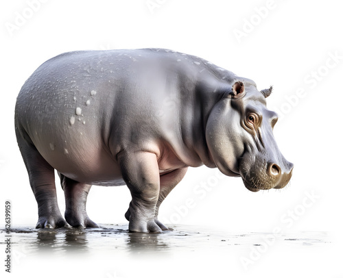Hippo on white background