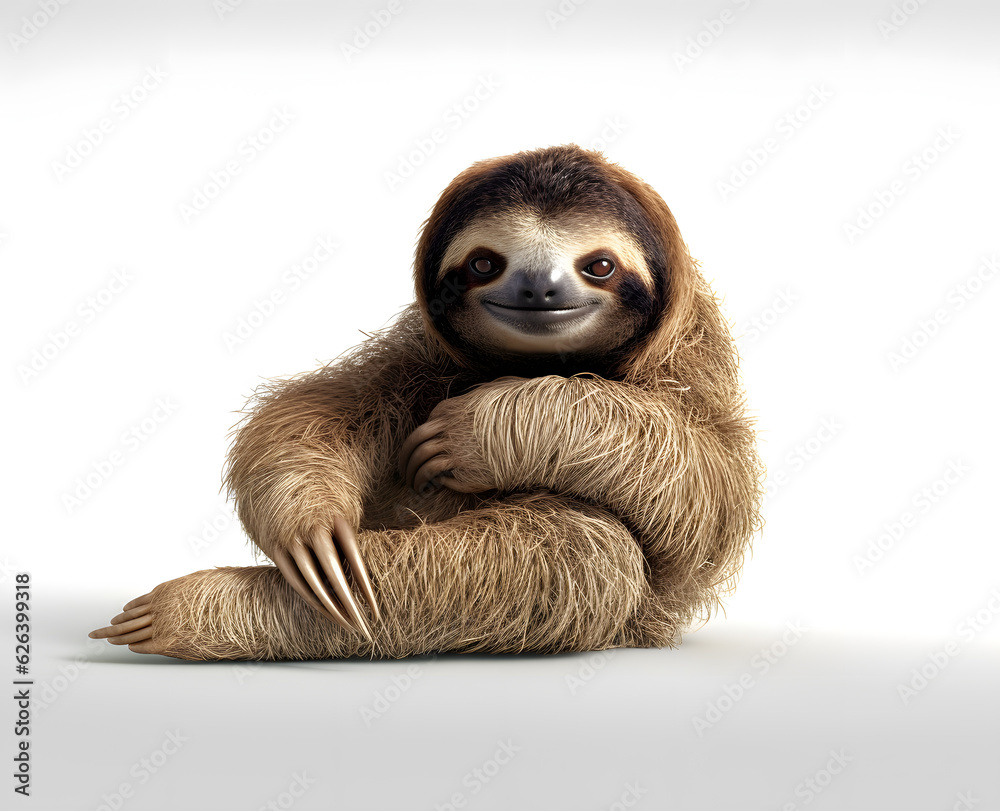 Fototapeta premium Sloth on white background