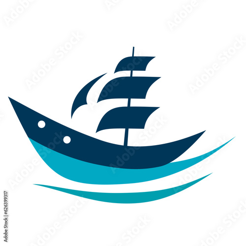 Sailing ship simple logo template vector , sea vessel flats logo symbol , clip art , company logo icon stock vector image