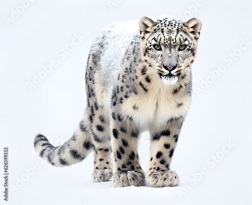 snow leopard white background