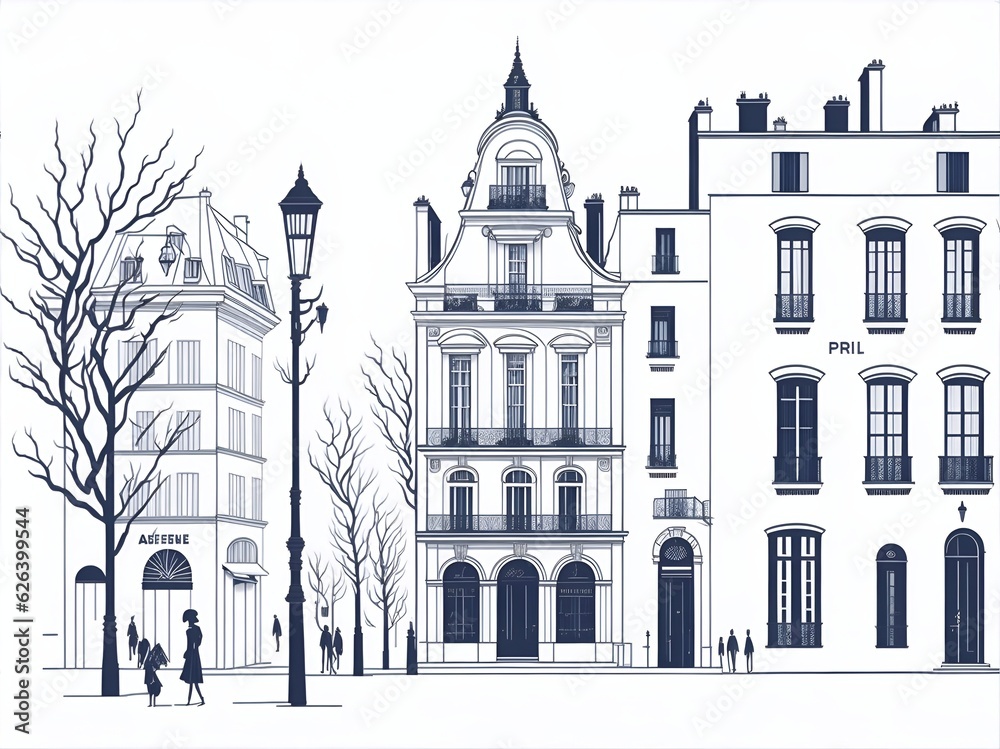 Fototapeta premium City street cartoon landscape. AI generated illustration