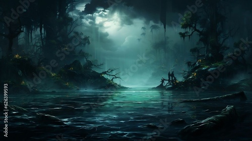 Calming, mysterious water-themed backgrounds with hazy effects