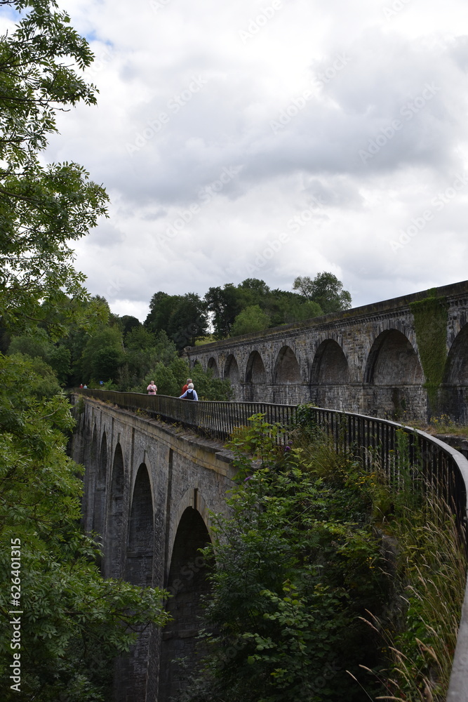 the aqueduct at chirk running parallel to the chirk viaduct