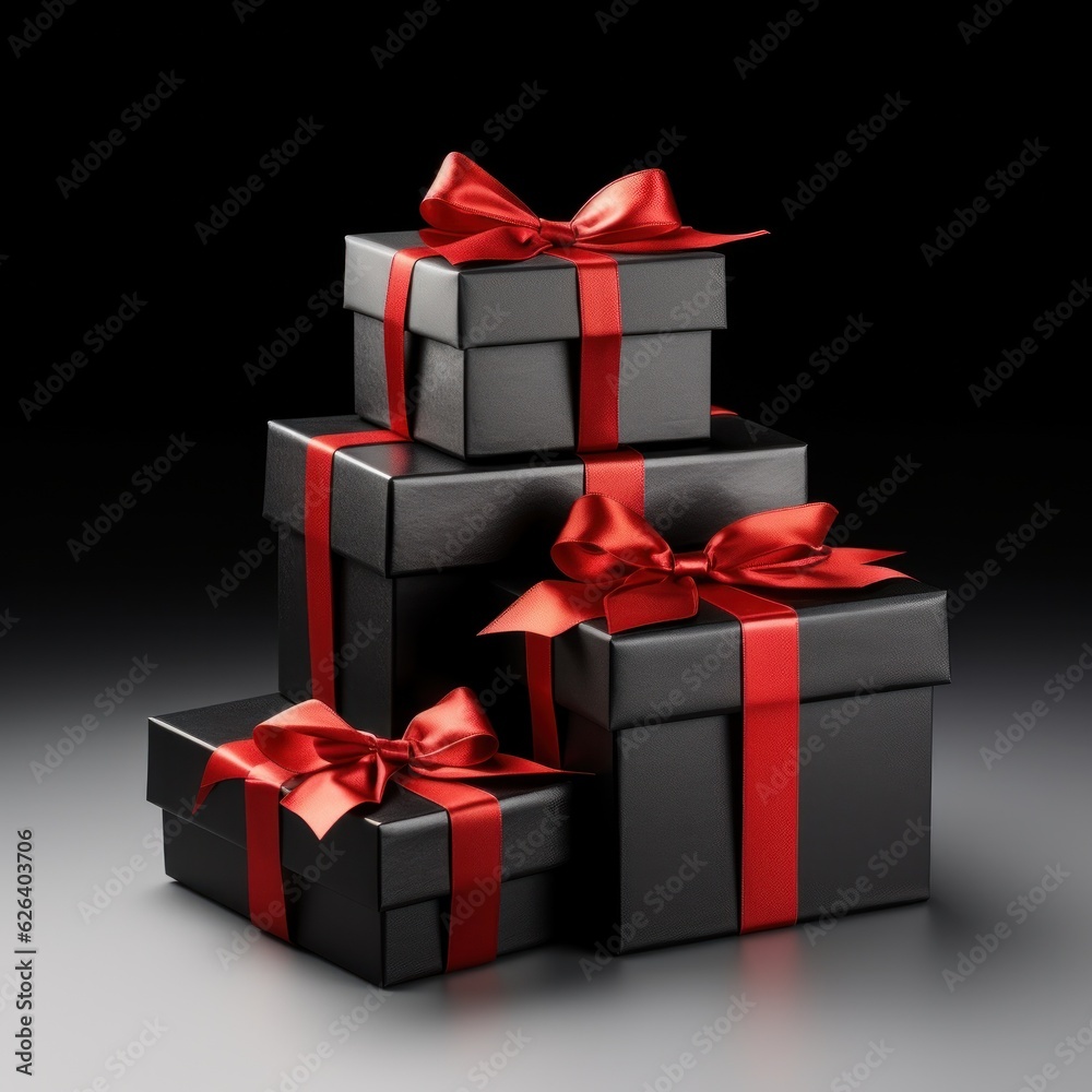 Obraz premium Black gift boxes isolated.